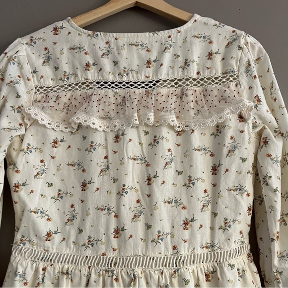 .Object Breeze Short Dress Linen Blend Lace Cottage Core Prairie Floral Sz 38/S - Picture 9 of 16